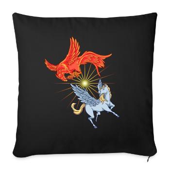 Animals of Mythology - Phoenix vs Pegasus - Sofa pillowcase 17,3'' x 17,3'' (45 x 45 cm) - black - Front