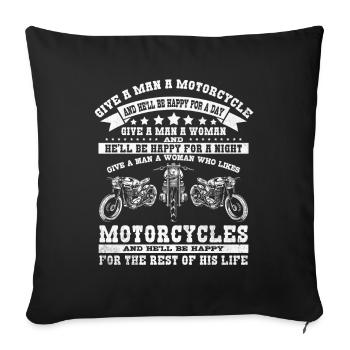 Motorcycle Motorcyclist Husband Wife Motorcycles - Sofa pillowcase 17,3'' x 17,3'' (45 x 45 cm) - black - Front