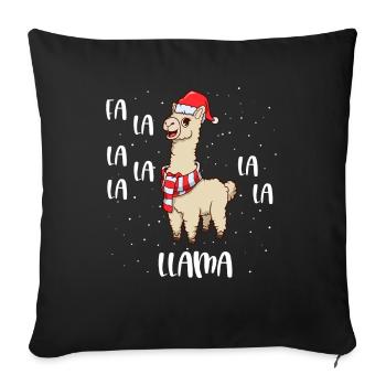 Weihnachtslama - Fa La La Llama - Sofakissenbezug 45 x 45 cm - Schwarz - Vorne