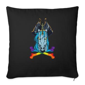 Rainbow Bones - Pirate Unicorn - Sofa pillowcase 17,3'' x 17,3'' (45 x 45 cm) - black - Front