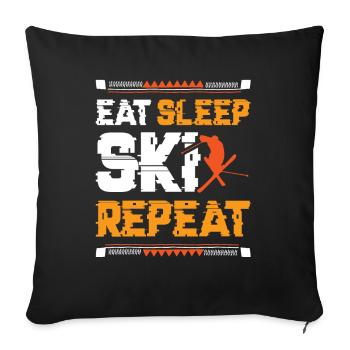 Eat Sleep Ski Repeat - Sofa pillowcase 17,3'' x 17,3'' (45 x 45 cm) - black - Front