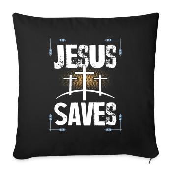 Jésus sauve - Housse de coussin décorative 45 x 45 cm - noir - Devant
