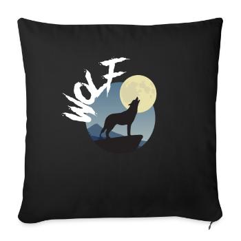 Wolf Moon Howling Wilderness Wild Wildlife - Sofa pillowcase 17,3'' x 17,3'' (45 x 45 cm) - black - Front