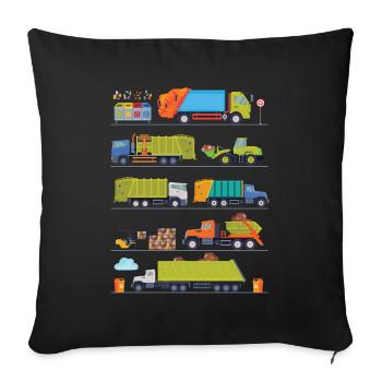 Garbage Collection Car Kids Boys Girls - Sofa pillowcase 17,3'' x 17,3'' (45 x 45 cm) - black - Front