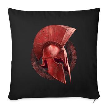 casque spartiate rouge sparta symbole grec - Housse de coussin décorative 45 x 45 cm - noir - Devant
