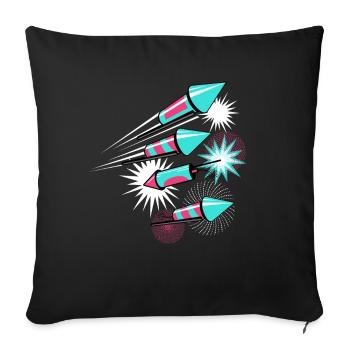 Fireworks rocket pyrotechnics New Year's Eve - Sofa pillowcase 17,3'' x 17,3'' (45 x 45 cm) - black - Front