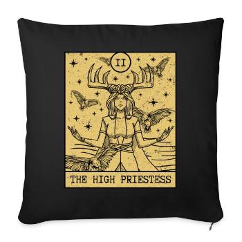 Carte de Tarot Esthétique La Grande Prêtresse Occulte - Housse de coussin décorative 45 x 45 cm - noir - Devant