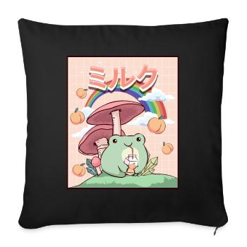 Cottagecore Esthétique Kawaii Frog Peach Milk - Housse de coussin décorative 45 x 45 cm - noir - Devant
