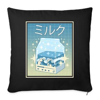 Kawaii Milk Kanagawa Wave Lofi Esthétique - Housse de coussin décorative 45 x 45 cm - noir - Devant