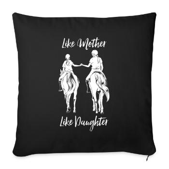 Monter à cheval - maman et fille - Housse de coussin décorative 45 x 45 cm - noir - Devant