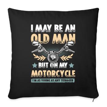 Motorcycle old man - Sofa pillowcase 17,3'' x 17,3'' (45 x 45 cm) - black - Front