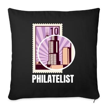 Philatelist Stamp Collection - Sofa pillowcase 17,3'' x 17,3'' (45 x 45 cm) - black - Front
