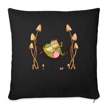 Granola Aesthetic Cottagecore Frog Book Mushrooms - Sofa pillowcase 17,3'' x 17,3'' (45 x 45 cm) - black - Front