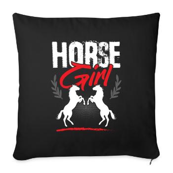 Horses Girls - Sofa pillowcase 17,3'' x 17,3'' (45 x 45 cm) - black - Front