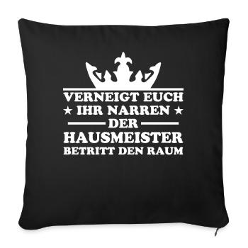 Hausmeister Lustiger Spruch Hausverwalter Geschenk - Sofakissenbezug 45 x 45 cm - Schwarz - Vorne