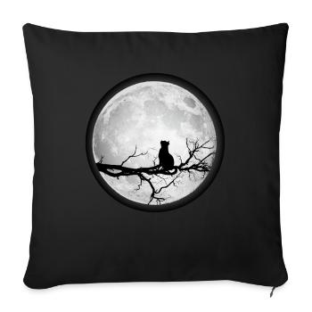 Moon Full Moon Cat Space - Sofa pillowcase 17,3'' x 17,3'' (45 x 45 cm) - black - Front