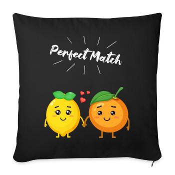 Cadeau citron et orange pour les végétaliens et les végétariens - Housse de coussin décorative 45 x 45 cm - noir - Devant