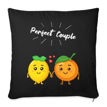 Cadeau orange et citron pour les végétaliens et les végétariens - Housse de coussin décorative 45 x 45 cm - noir - Devant
