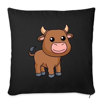 Stier Comic Tier - Sofakissenbezug 45 x 45 cm - Schwarz - Vorne