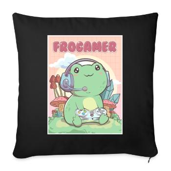 Cottagecore Esthétique Kawaii Frog Gamer Frogamer G - Housse de coussin décorative 45 x 45 cm - noir - Devant