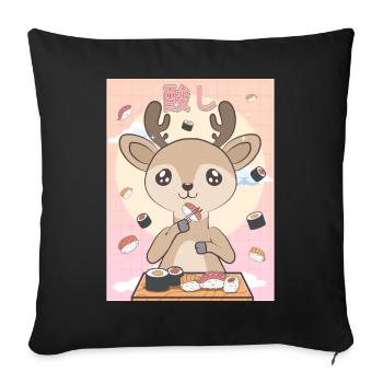 Japanese Aesthetic Cute Kawaii Deer Sushi Gesch - Sofa pillowcase 17,3'' x 17,3'' (45 x 45 cm) - black - Front