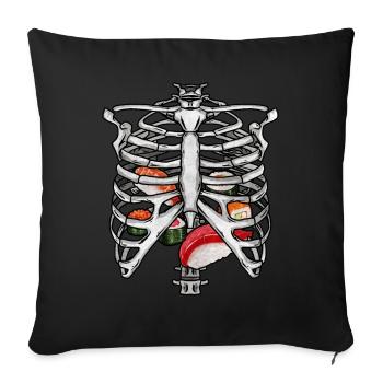 Japanese Aesthetic Skeleton Rib Cage Sushi Gesch - Sofa pillowcase 17,3'' x 17,3'' (45 x 45 cm) - black - Front