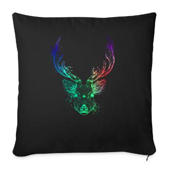 Colorful deer head - Sofa pillowcase 17,3'' x 17,3'' (45 x 45 cm) - black - Front