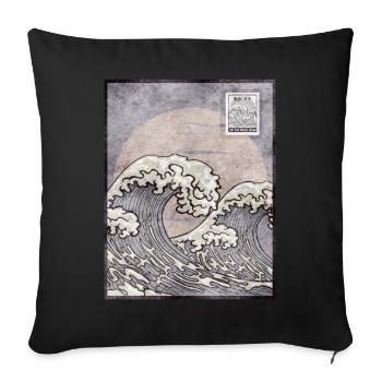 Japanese Aesthetic Kanagawa Wave Postwertzeichen G - Sofakissenbezug 45 x 45 cm - Schwarz - Vorne