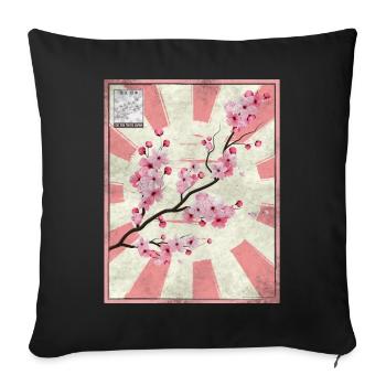 Timbre-poste japonais esthétique en fleurs de cerisier Ges - Housse de coussin décorative 45 x 45 cm - noir - Devant