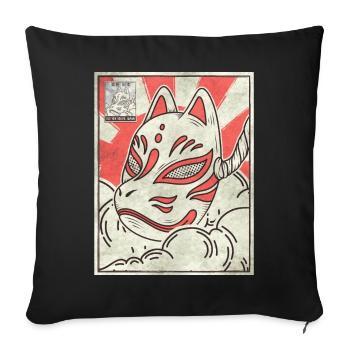 Esthétique japonaise Kitsune Masque Affranchissement G - Housse de coussin décorative 45 x 45 cm - noir - Devant