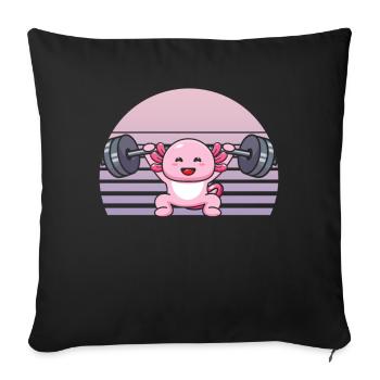 Kawaii Axolotl Drôle Haltérophilie Haltérophile Ge - Housse de coussin décorative 45 x 45 cm - noir - Devant