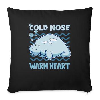 Cold Nose Warm Heart Manatee Seekuh - Sofa pillowcase 17,3'' x 17,3'' (45 x 45 cm) - black - Front