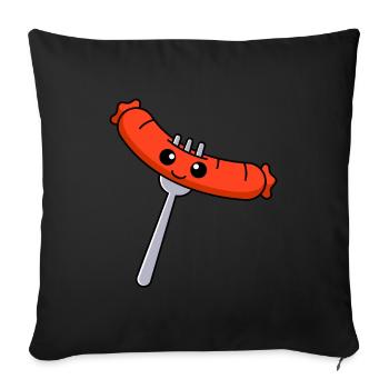 Bande dessinée saucisses - Housse de coussin décorative 45 x 45 cm - noir - Devant