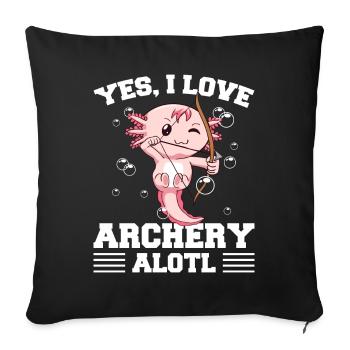 Kawaii Axolotl Archer Yes I Love Archery Alotl Ges - Sofa pillowcase 17,3'' x 17,3'' (45 x 45 cm) - black - Front