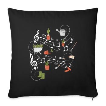 Music Musical Notes Garden Gardener - Sofa pillowcase 17,3'' x 17,3'' (45 x 45 cm) - black - Front