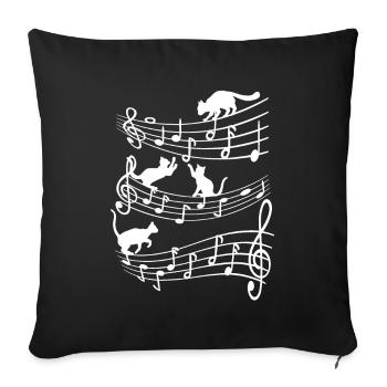 Cats Music Verses Kittens PlayIng Musical Notes - Sofa pillowcase 17,3'' x 17,3'' (45 x 45 cm) - black - Front