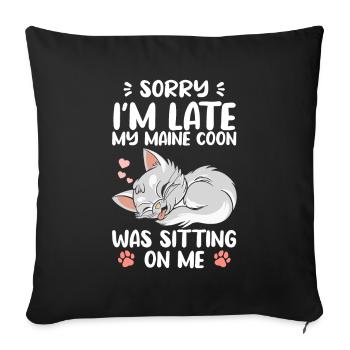 Maine Coon assis sur moi Chats Ronronne moelleux - Housse de coussin décorative 45 x 45 cm - noir - Devant