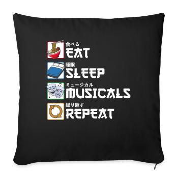 Eat Sleep Musicals Repeat Theater Mask Gift - Sofa pillowcase 17,3'' x 17,3'' (45 x 45 cm) - black - Front