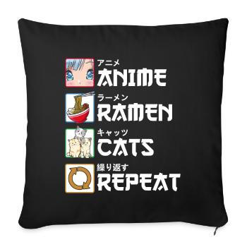Anime Ramen Cats Repeat Cats Manga Gift - Sofa pillowcase 17,3'' x 17,3'' (45 x 45 cm) - black - Front