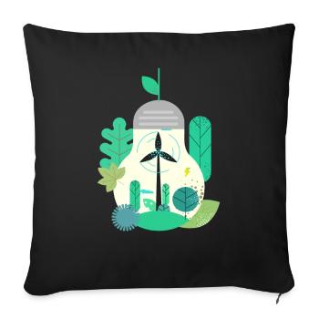 Glühbirne Windkraft Windpower - Sofakissenbezug 45 x 45 cm - Schwarz - Vorne
