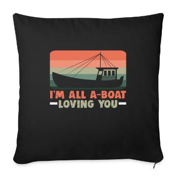 Boating with sailor or motorboat skipper Ahoi - Sofa pillowcase 17,3'' x 17,3'' (45 x 45 cm) - black - Front