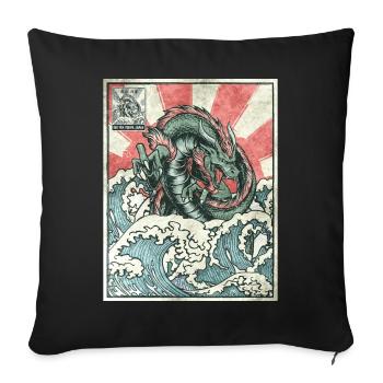 Drache Kanagawa Wave Stempel Japanisch Ästhetische - Sofakissenbezug 45 x 45 cm - Schwarz - Vorne