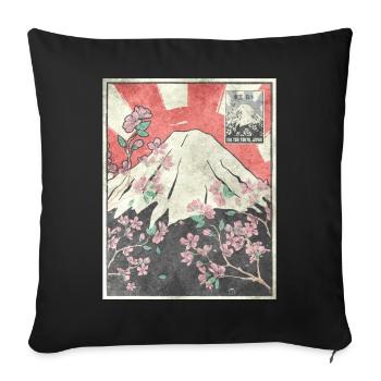 Mt Fuji Cherry Blossom Japanese Aesthetic Taste - Sofa pillowcase 17,3'' x 17,3'' (45 x 45 cm) - black - Front