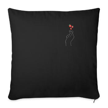 Kpop Finger Heart Strawberry Bag Size Gift - Sofa pillowcase 17,3'' x 17,3'' (45 x 45 cm) - black - Front
