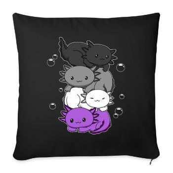 Kawaii Axolotl Bunch Asexual Pride Flag Gesch - Sofa pillowcase 17,3'' x 17,3'' (45 x 45 cm) - black - Front