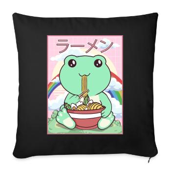 Cottagecore Aesthetic Kawaii Frog Ramen Gesche - Sofa pillowcase 17,3'' x 17,3'' (45 x 45 cm) - black - Front