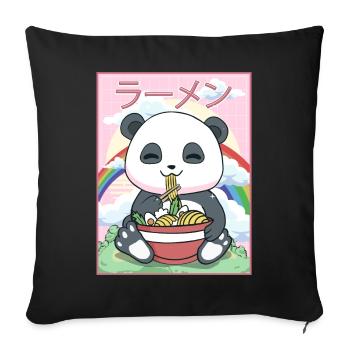 Kawaii Panda Bear Japonais Ramen Noodles Cadeau - Housse de coussin décorative 45 x 45 cm - noir - Devant