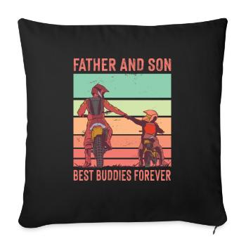 Père et Fils Meilleurs Copains Forever Motocross - Housse de coussin décorative 45 x 45 cm - noir - Devant