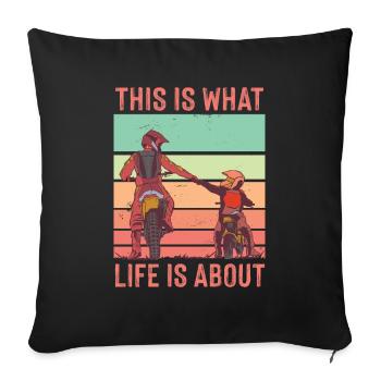 Father Son Life Is About Papa Motocross Bike - Sofa pillowcase 17,3'' x 17,3'' (45 x 45 cm) - black - Front