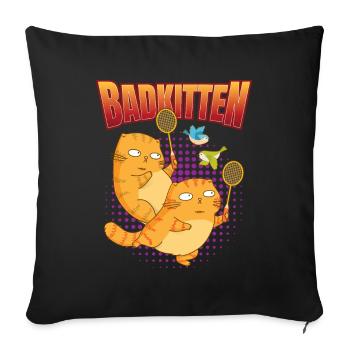 Chatons de bain Chat Badminton Badminton Badminton - Housse de coussin décorative 45 x 45 cm - noir - Devant